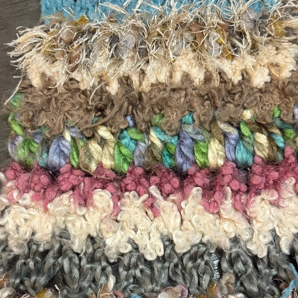 Scandi Girl Colorful Yarn Fringe Cozy Knit Winter Scarf Steve Madden One Size